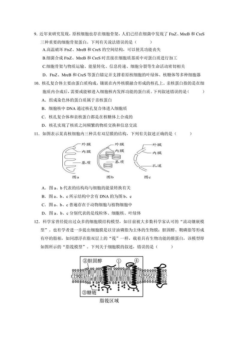 2024～2025学年湖南省常德市沅澧共同体高一(上)期中生物试卷(含答案)第3页