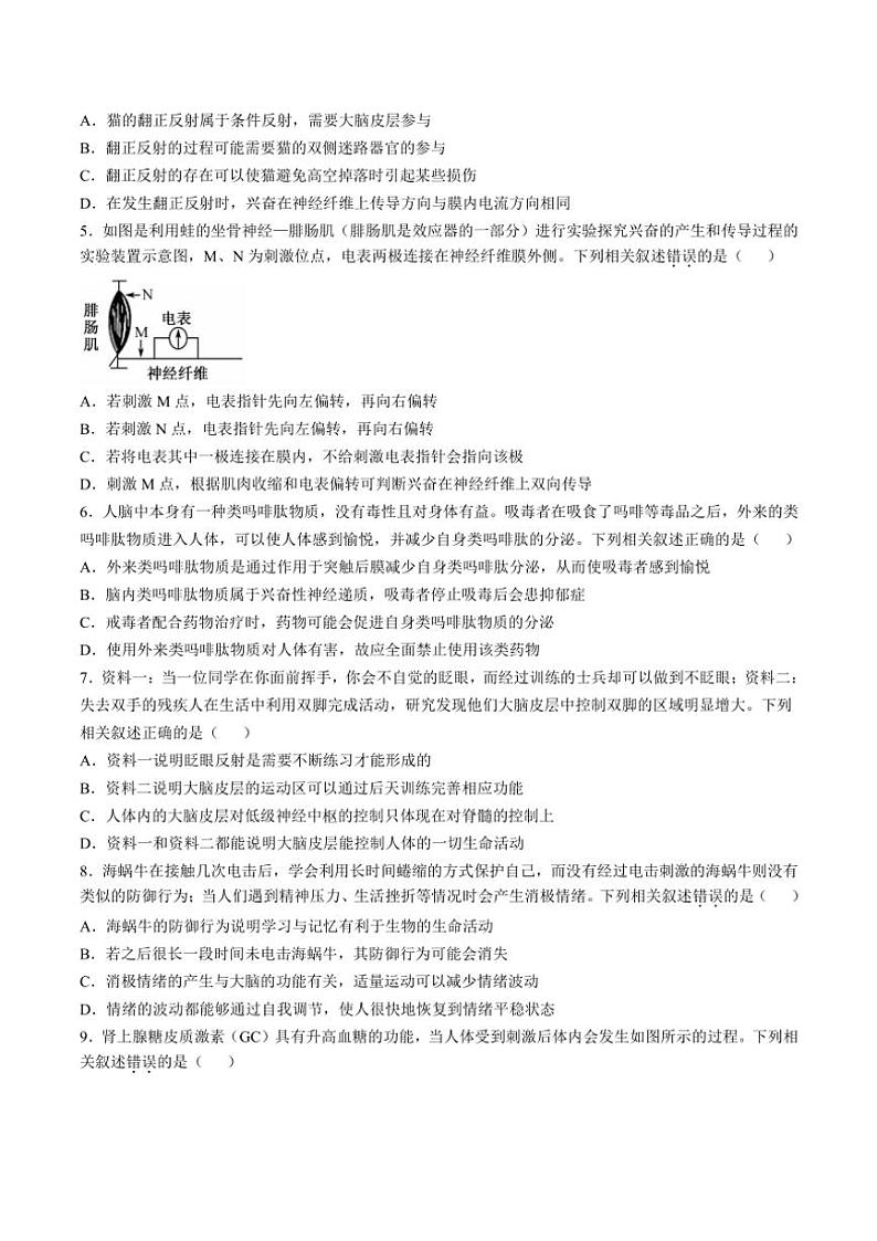 2024～2025学年内蒙古自治区兴安盟乌兰浩特第一中学高二(上)期中生物试卷(无答案)第2页