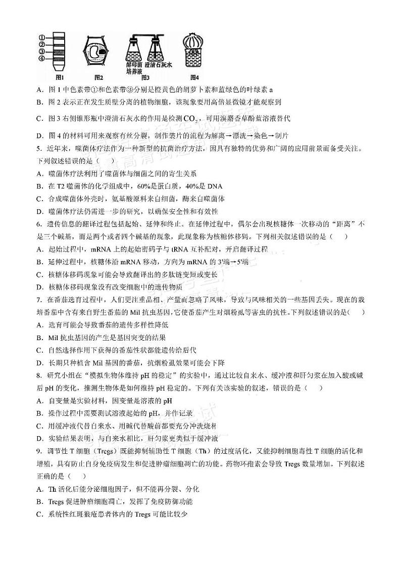 2025湖南天一高三11月联考生物试题及参考答案第2页