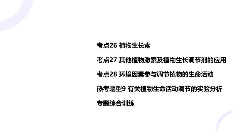 2025届高考生物基础练习专题九 植物生命活动的调节课件第1页