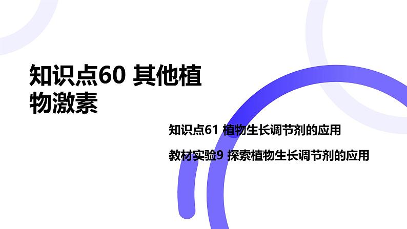 2025届高考生物基础练习第九章 第2节 其他植物激素及植物生长调节剂的应用课件第1页