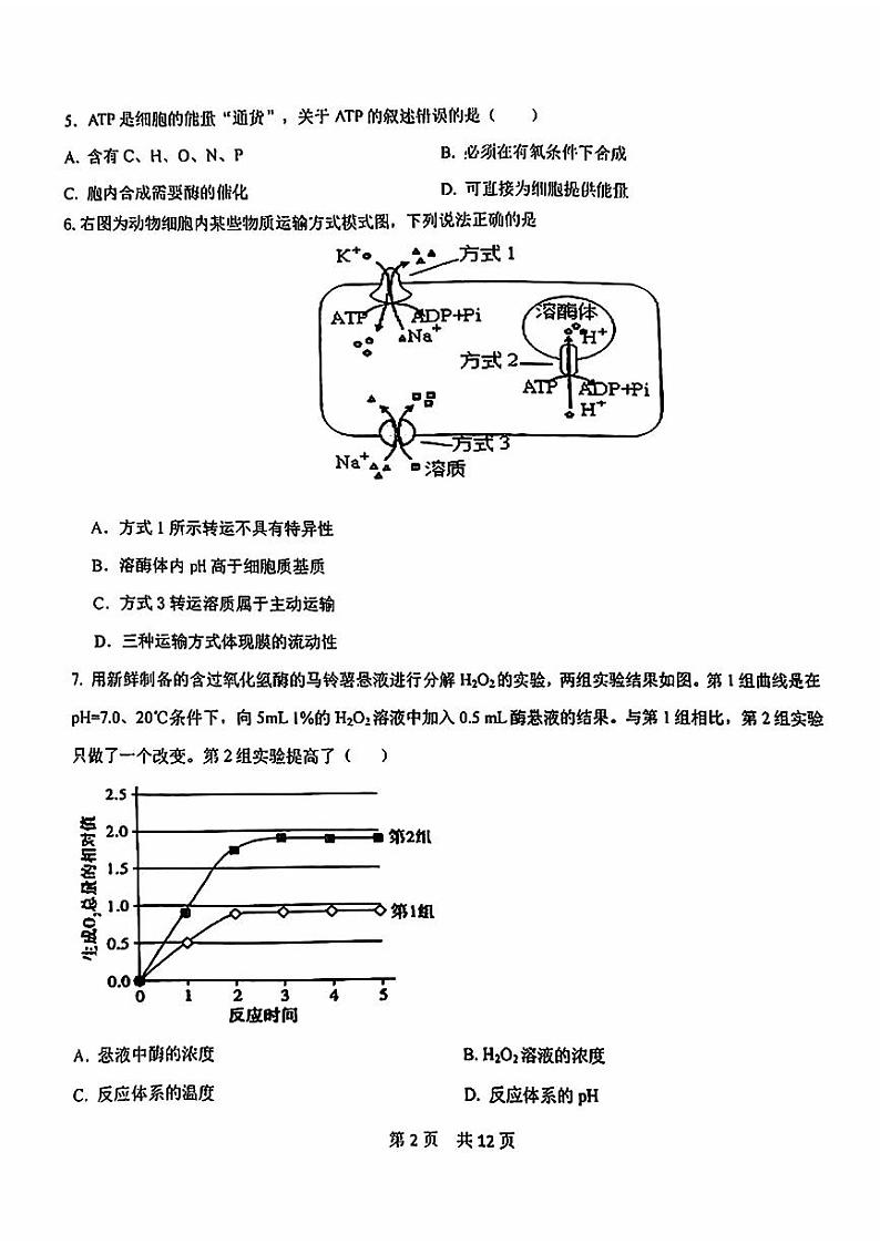 2024北京五十五中高一12月月考生物第2页