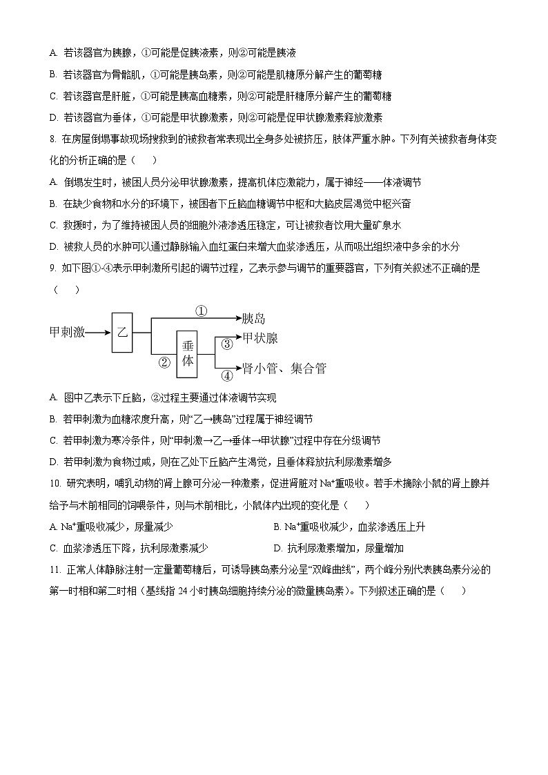 四川省泸州市泸县普通高中共同体2024-2025学年高二上学期11月期中联考生物试题  Word版无答案第3页