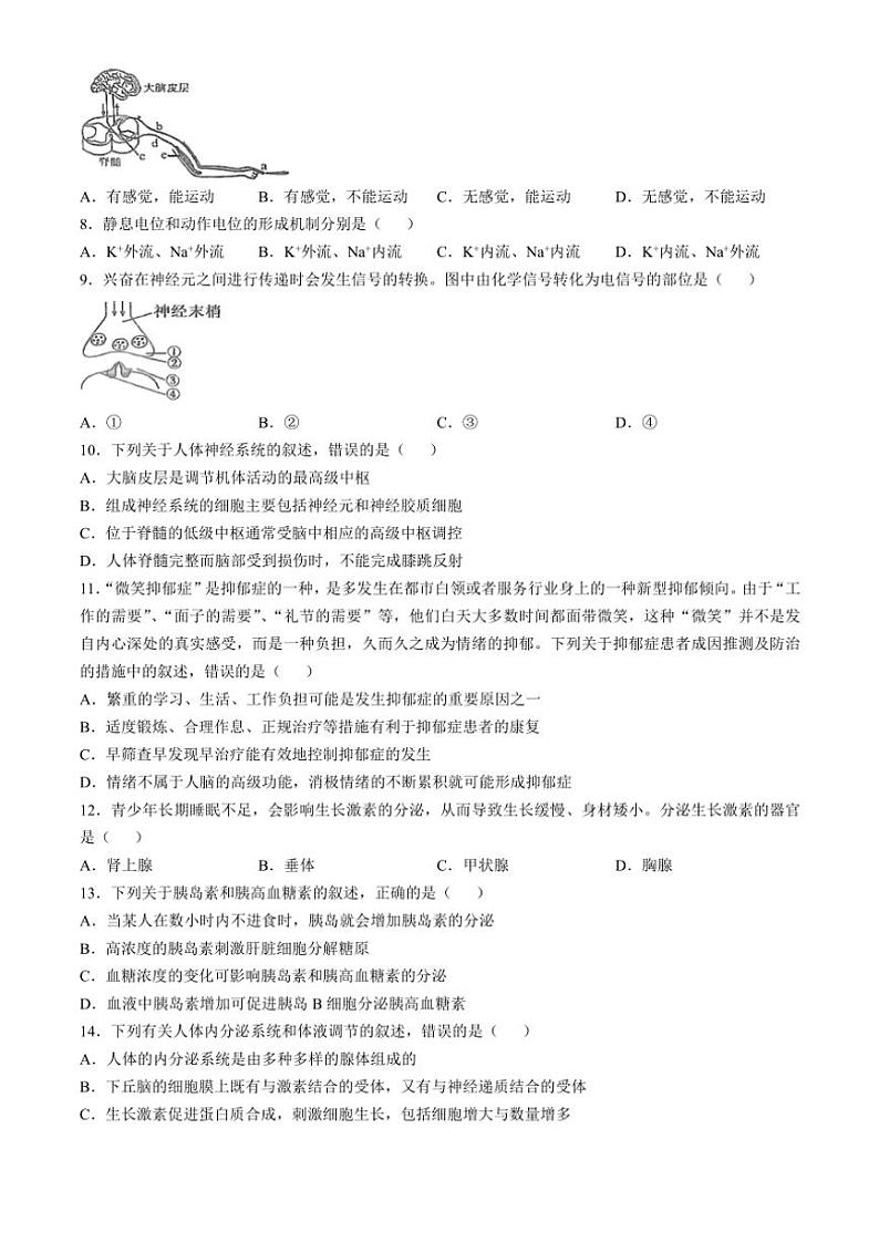 陕西省西安市周至县第六中学2024～2025学年高二(上)期中生物试卷(含答案)第2页