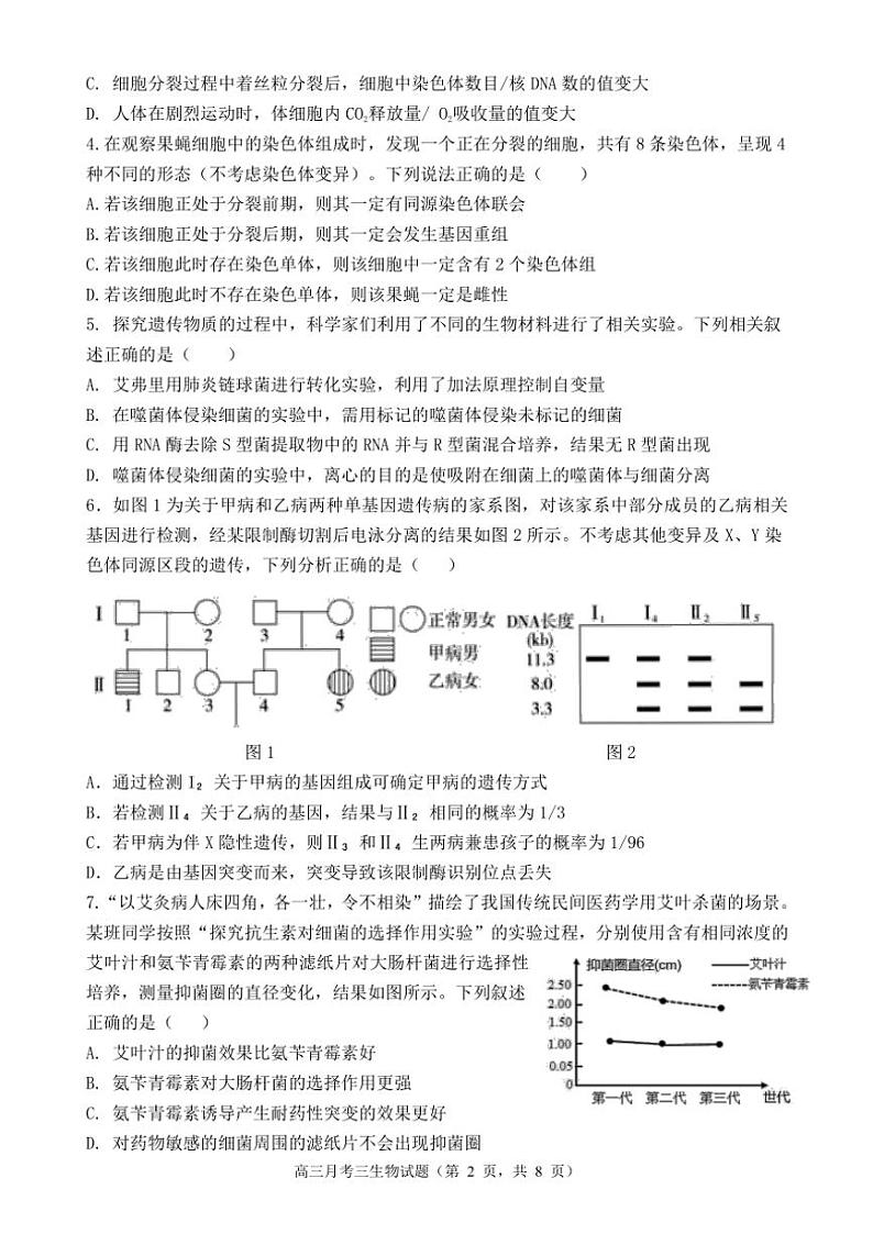 陕西省宝鸡市金台区宝鸡中学2024～2025学年高三(上)12月月考生物试卷(含答案)第2页