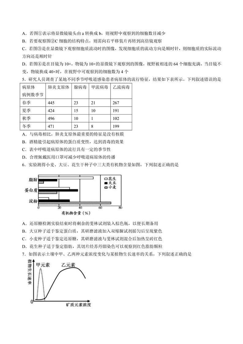 广东省茂名市化州市2024～2025学年高一(上)期中生物试卷(含答案)第2页
