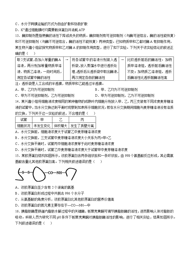 广东省佛山市H7联盟2024-2025学年高一上学期12月联考生物试题(02)第3页