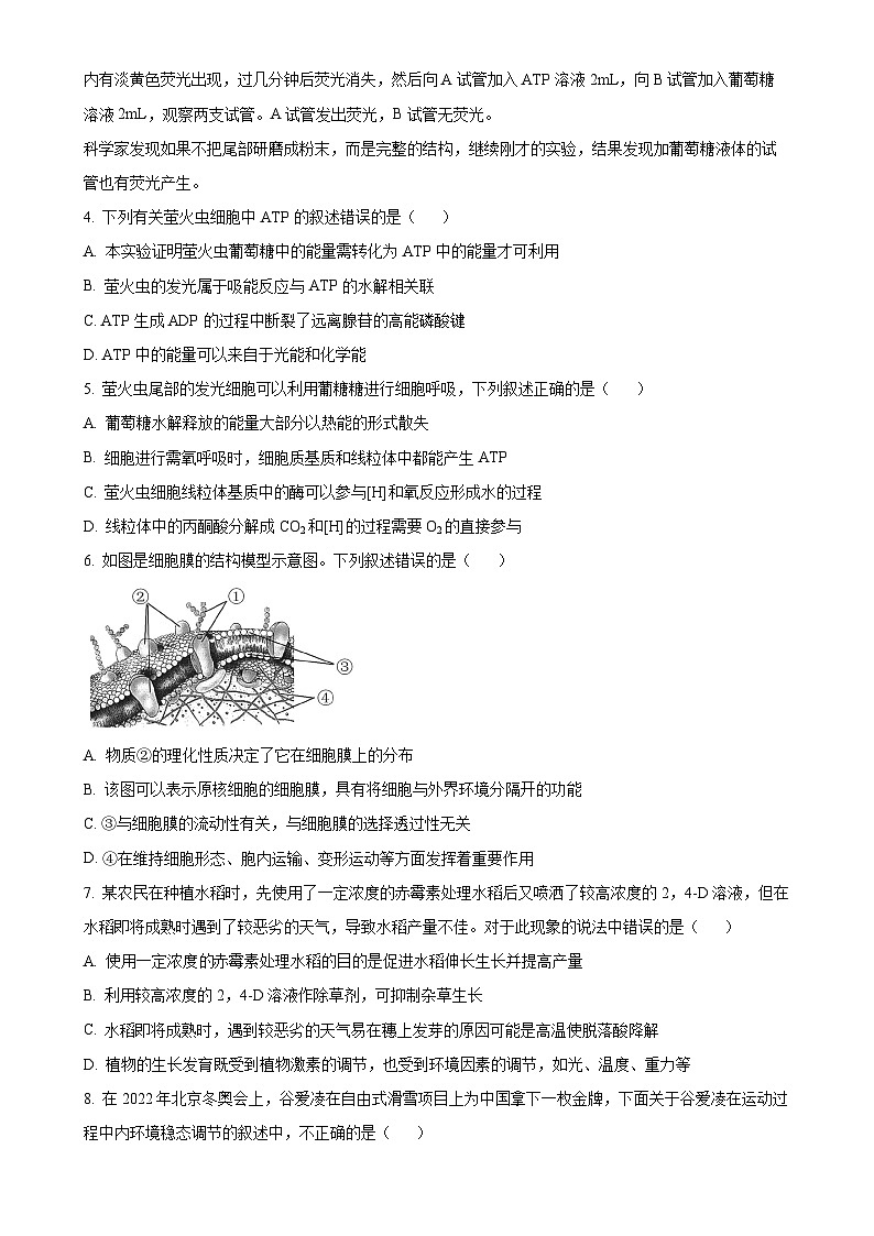 浙江省温州市十校联合体2024-2025学年高二上学期11月期中联考生物试题（原卷版）-A4第2页