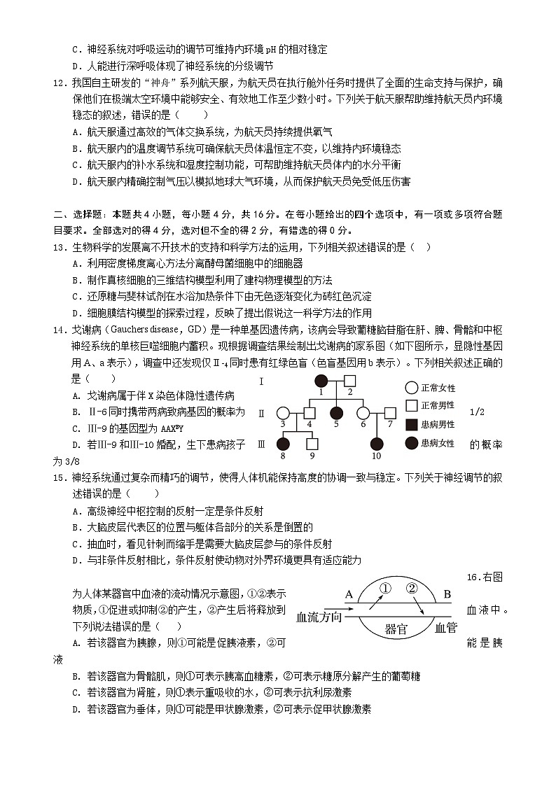 湖南省常德市沅澧共同体2024-2025学年高二上学期期中考试生物试题-A4第3页