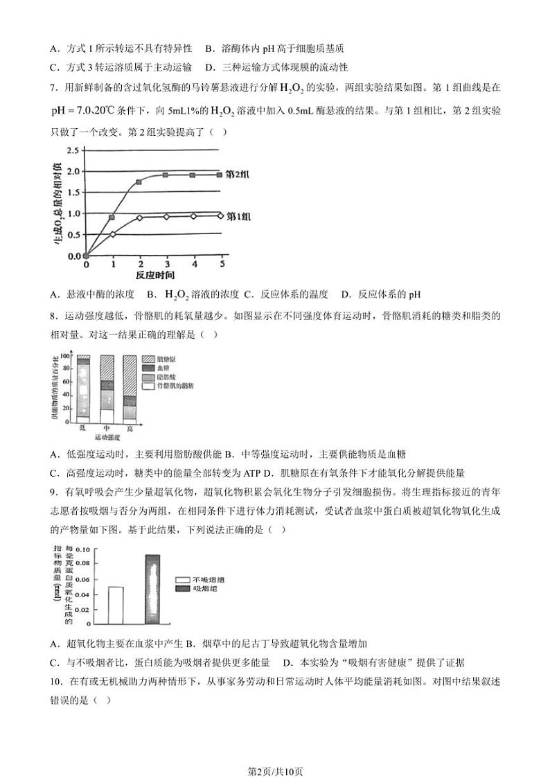 2024北京市第五十五中学高一(上)12月月考生物(无答案)第2页