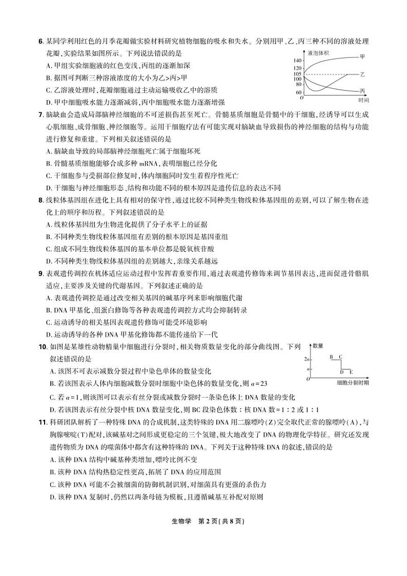 2024～2025学年东北三省高三(上)12月联考生物强化卷(含解析)第2页