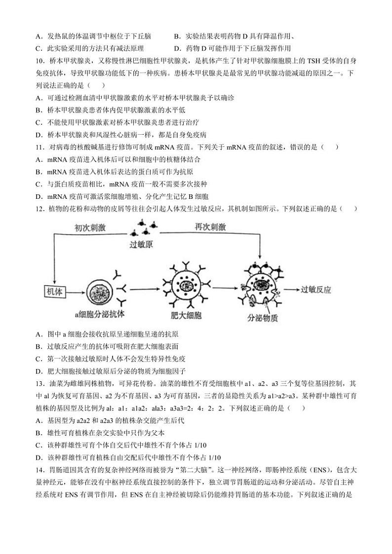 2024～2025学年广东省湛江市高二(上)期中生物试卷(含解析)第3页