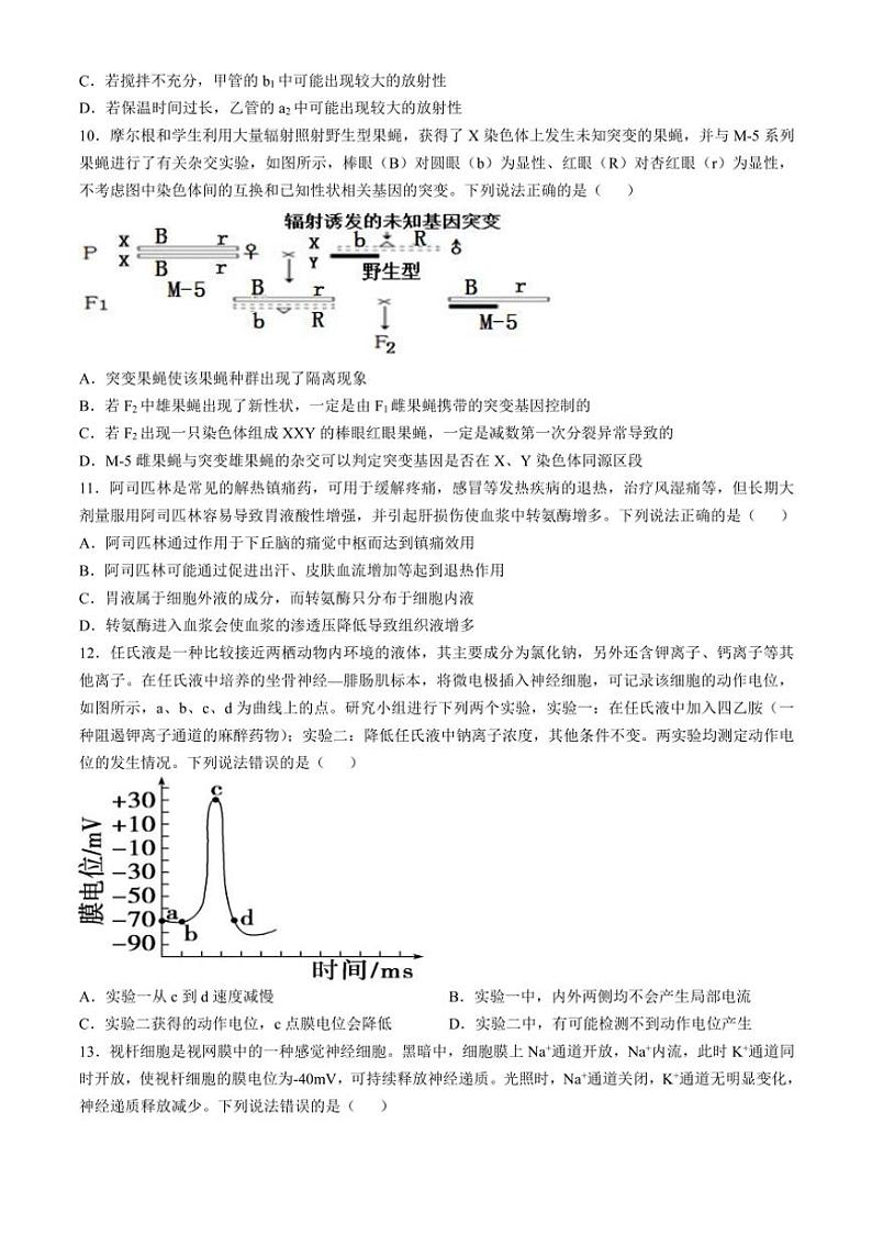 2024～2025学年山东省威海市文登区高三(上)第一次模拟生物试卷(含答案)第3页
