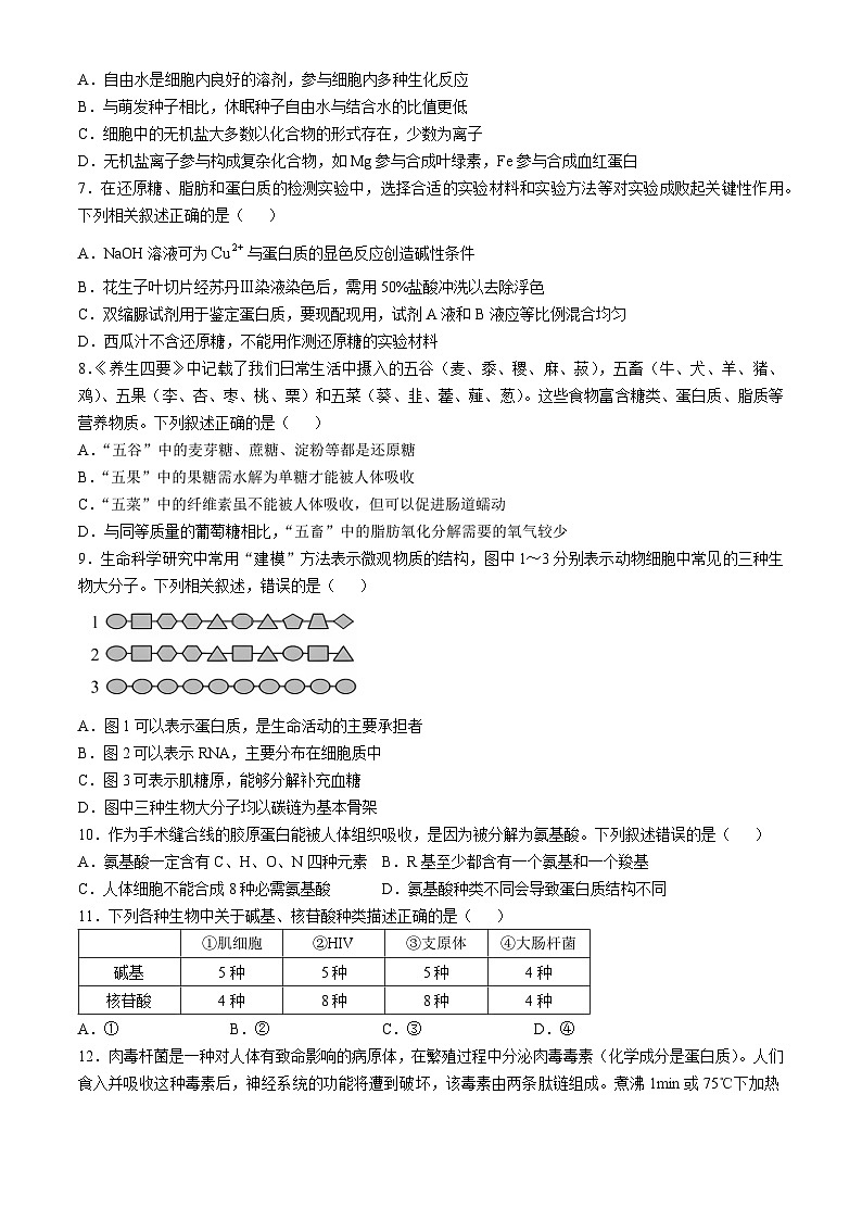 广东省深圳市坪山区深圳市聚龙科学中学教育集团第二次段考2024-2025学年高一上学期12月月考生物试题第2页