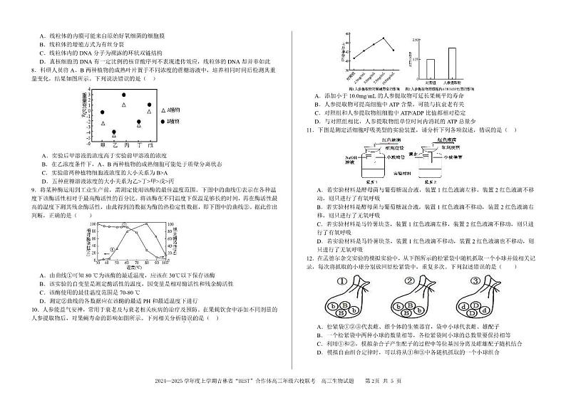 吉林省“BEST”合作体六校2025届高三上学期12月考-生物试卷+答案第2页
