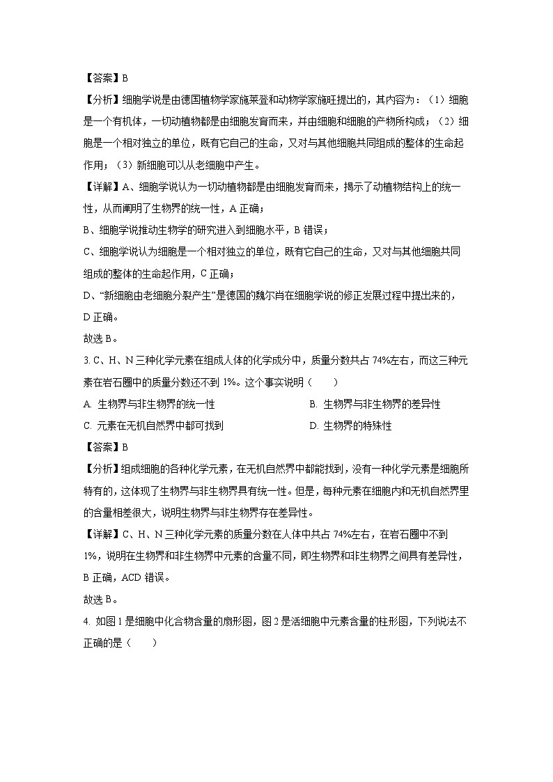 2024~2025学年安徽省舒城中学高一上学期入学检测生物试卷(解析版)第2页