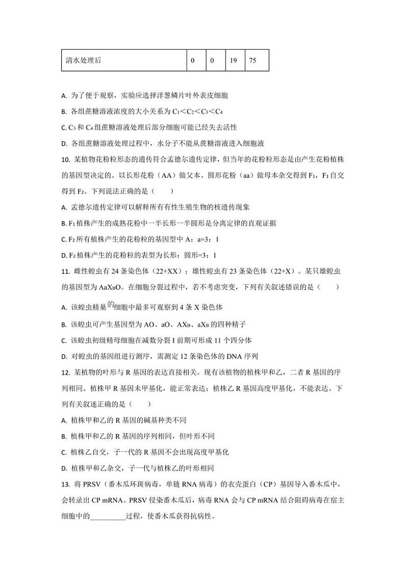 2024～2025学年吉林省通化市梅河口市第五中学高三(上)12月月考生物试卷(含答案)第3页