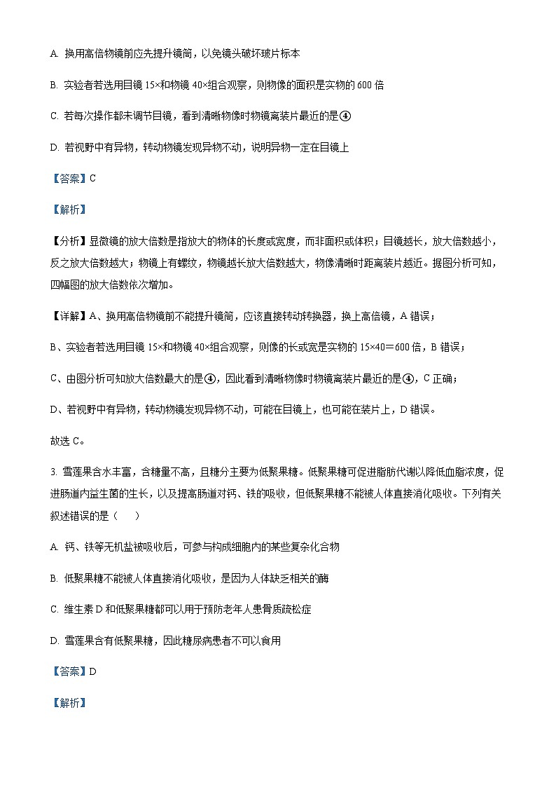 湖南省顶级名校2024-2025学年高一上学期11月期中考试生物含答案第2页