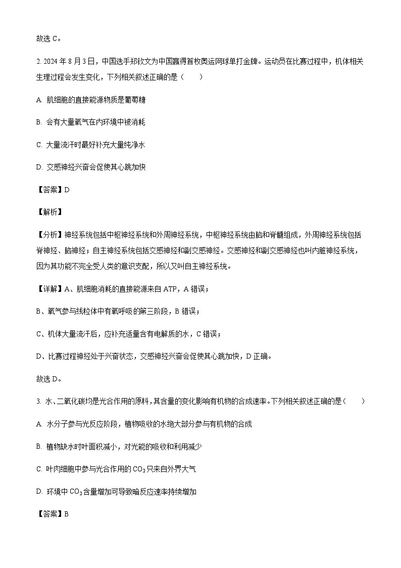 河北省邢台市重点高中2024-2025学年高三上学期10月月考生物试题含答案第2页