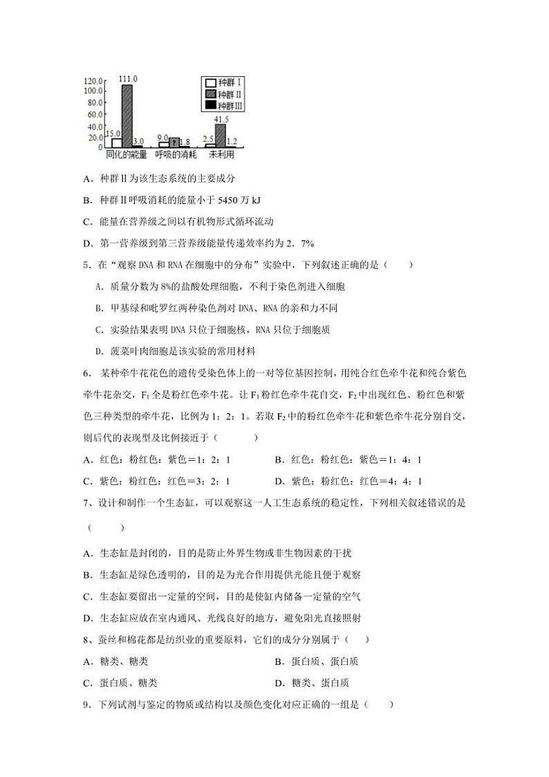 2024～2025学年甘肃省白银市白银区白银市第一中学高三(上)12月模拟预测生物试卷(含答案)第2页