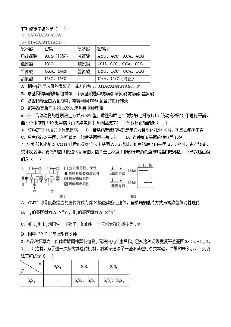 安徽省六安一中2025届高三上学期第四次月考-生物试卷+答案第2页