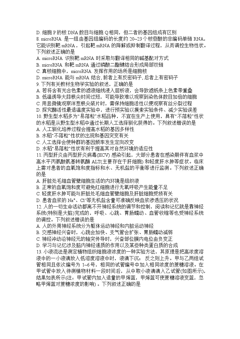 广东省深圳市罗湖区深圳中学2024~2025学年高三上学期12月月考生物试题第3页
