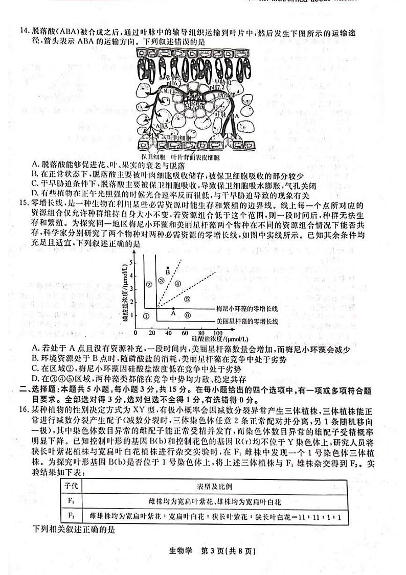 辽宁省名校联盟2024-2025学年高三上学期12月月考生物试卷第3页