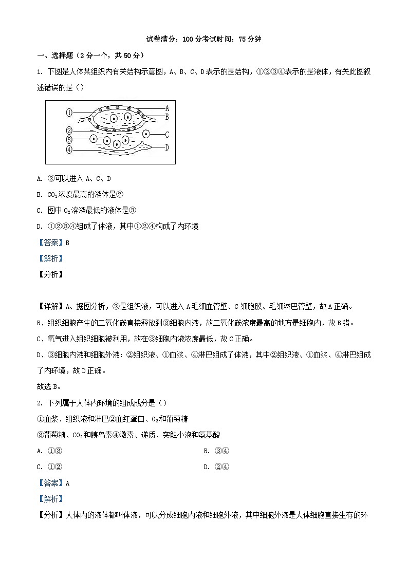 四川省内江市2023_2024学年高二生物上学期期中试题含解析第1页