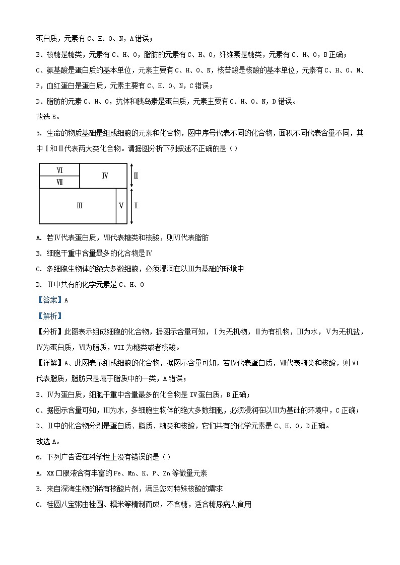 天津市红桥区2023_2024学年高一生物上学期期中试题含解析第3页