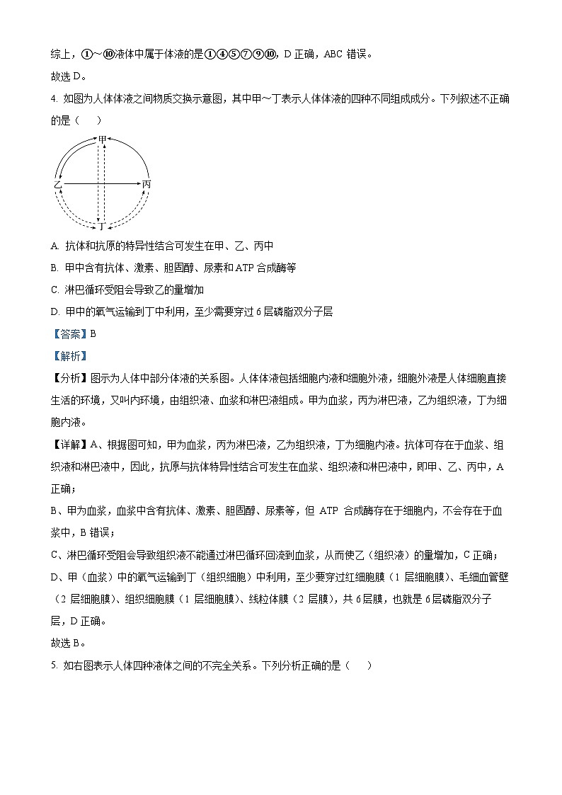 四川省广安市广安区友谊中学2024-2025学年高二上学期11月期中生物试题 Word版含解析第3页