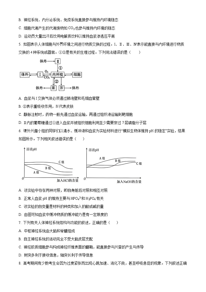 四川省南充市西充中学2024-2025学年高二上学期期中考试生物试题 Word版无答案第2页