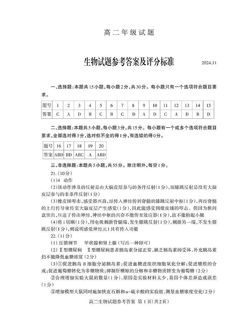 高二生物答案2024.11_Print第1页