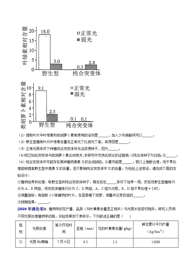 专题05 光合作用与细胞呼吸-【真题汇编】2024年高考生物真题和模拟题分类汇编(学生卷）第2页