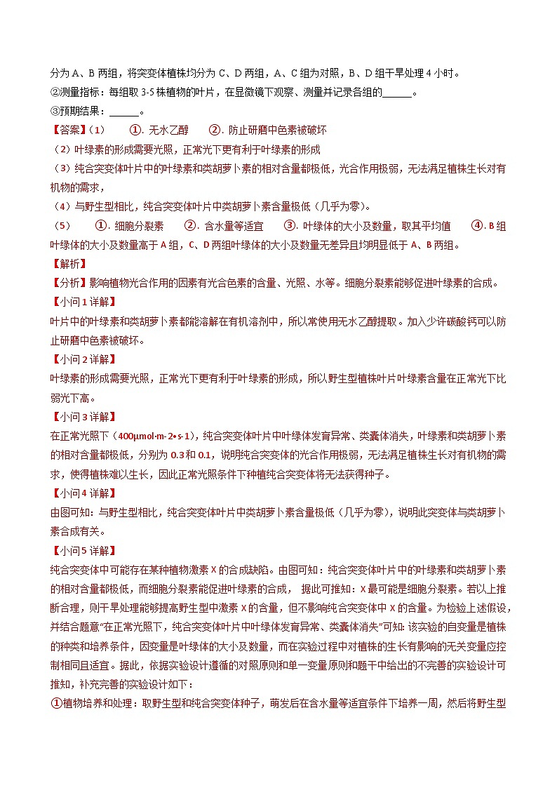 专题05 光合作用与细胞呼吸-【真题汇编】2024年高考生物真题和模拟题分类汇编（教师卷）第3页