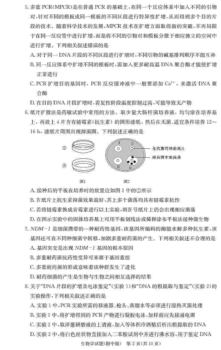 2025湖南师大附中高三上学期月考卷（四）生物PDF版含解析第2页