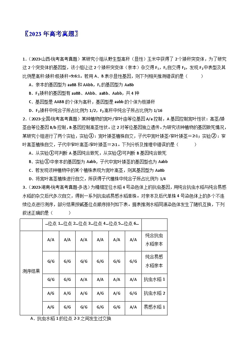 专题12 基因的自由组合定律（原卷卷）第2页