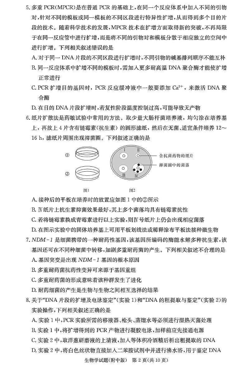 湖南省长沙市湖南师范大学附属中学2024-2025学年高三上学期月考卷（四）生物试题第2页
