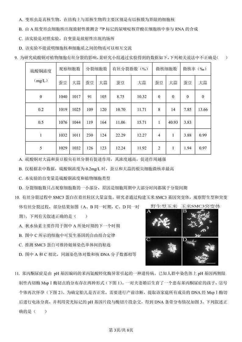 福建省福州市长乐第一中学2024-2025学年高三上学期第一次月考生物试题第3页