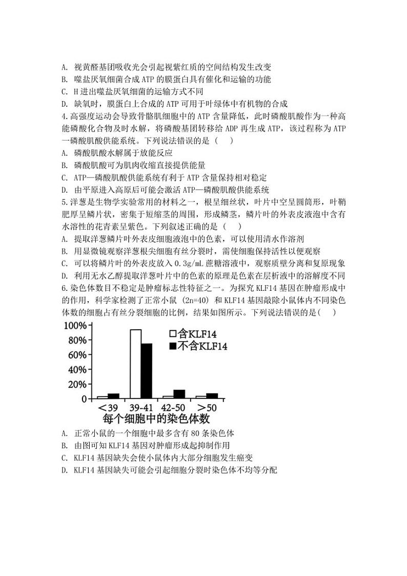 2024～2025学年辽宁省沈阳市第二十中学高三(上)第三次高考模拟生物试卷(含答案)第2页