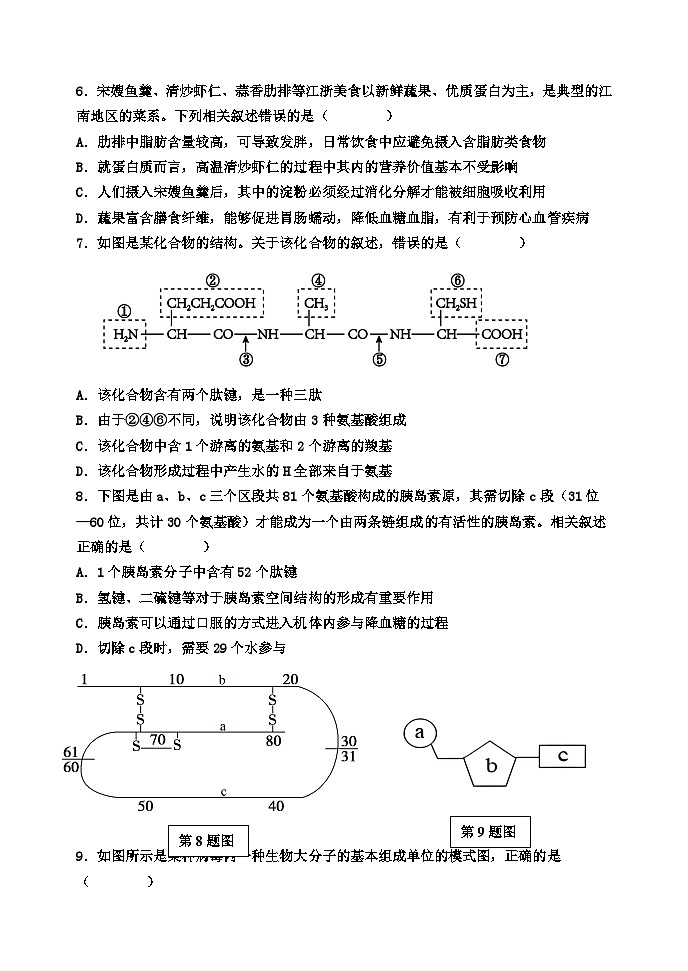 河北省邯郸市第一中学2024-2025学年高一上学期12月月考生物试卷 第2页
