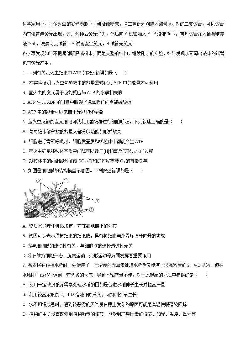 浙江省温州市十校联合体2024-2025学年高二上学期11月期中联考生物试题 Word版无答案第2页