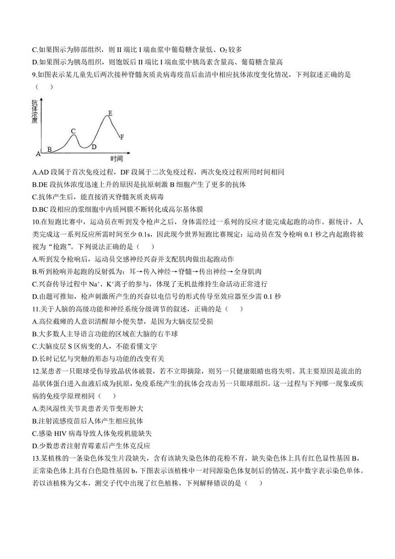 2024～2025学年广东省江门市新会第一中学高二(上)12月月考生物试卷(含答案)第3页
