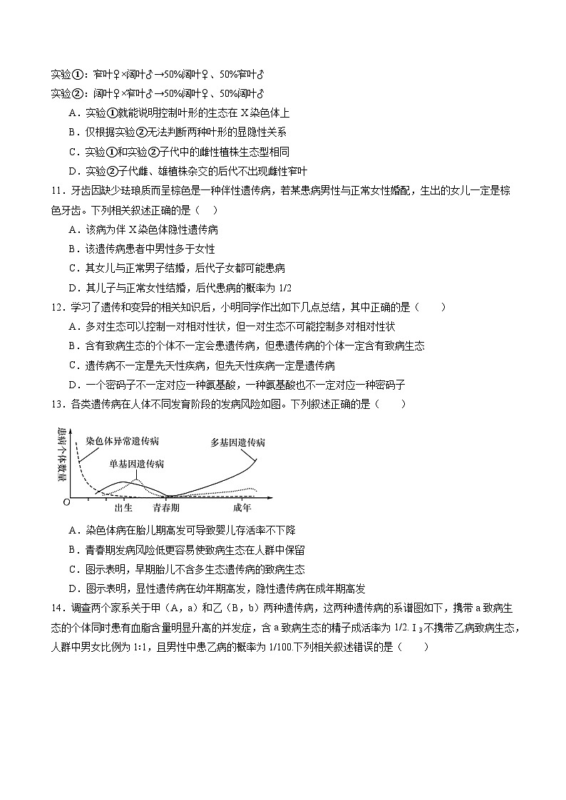 2025年新高考生物一轮复习第5单元基因的传递规律（测试）（学生版）第3页