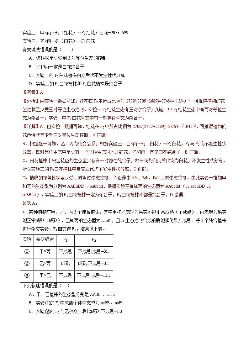 2025年新高考生物一轮复习第5单元基因的传递规律第16讲自由组合定律（第二课时）（练习）（教师版）第3页