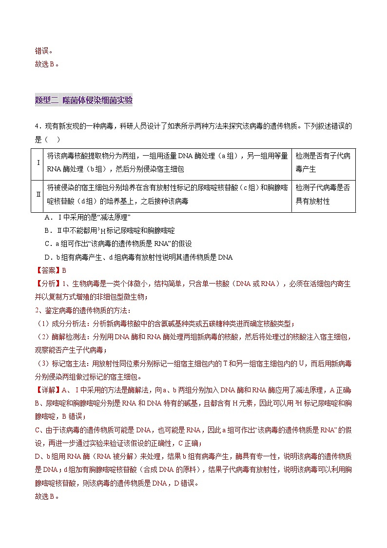 2025年新高考生物一轮复习第6单元遗传的分子基础第19讲DNA是主要的遗传物质（练习）（教师版）第3页