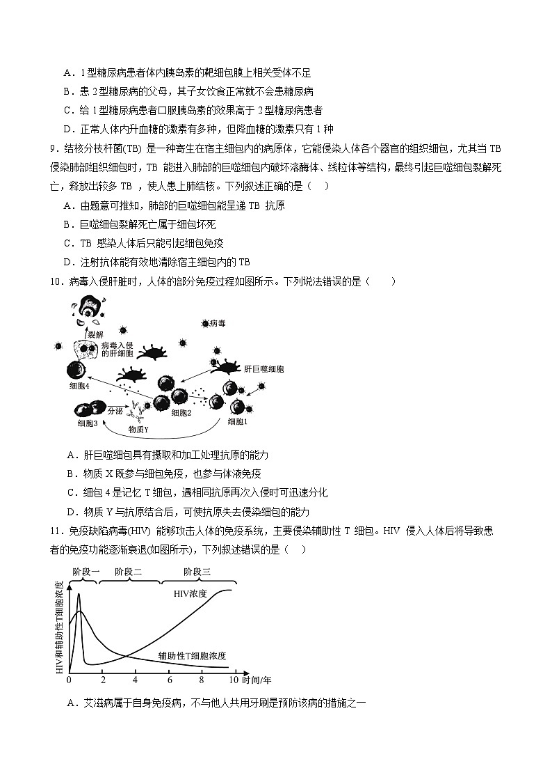 2025年新高考生物一轮复习第8单元稳态与调节（测试）（学生版）第3页