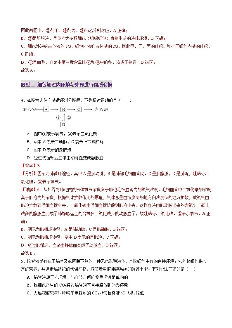 2025年新高考生物一轮复习第8单元稳态与调节第24讲内环境与稳态（练习）（教师版）第3页