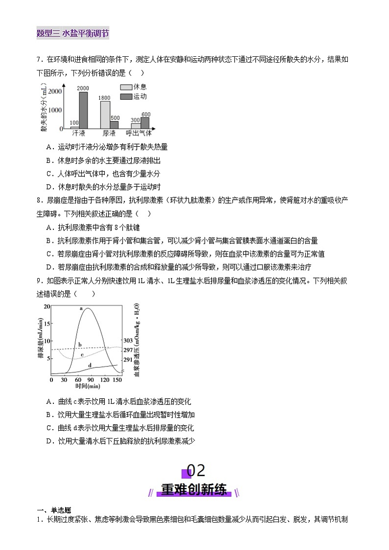 2025年新高考生物一轮复习第8单元稳态与调节第27讲体液调节与神经调节的关系（练习）（学生版）第3页