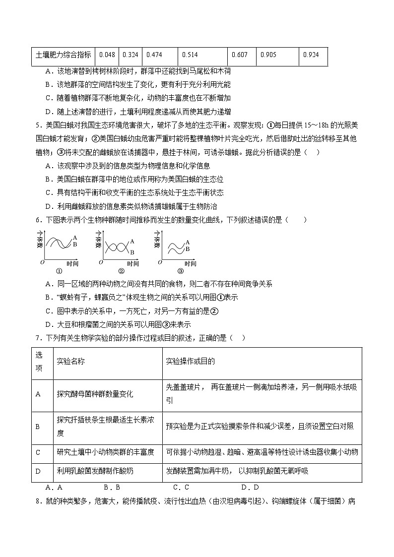 2025年新高考生物一轮复习第9单元生物与环境（测试）（学生版)第2页