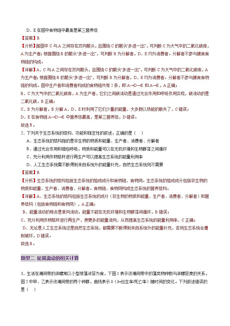 2025年新高考生物一轮复习第9单元生物与环境第35讲生态系统的功能及其稳定性（第一课时）（练习）（教师版）第2页